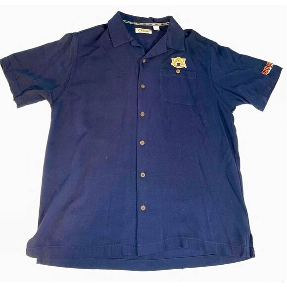 Auburn‎ University Tigers Chiliwear Mens L Dark Blue Button Front Camp Shirt - Picture 1 of 5